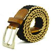 Men Women Stretch Braided Waistband Casual Wild Elastic Woven Leather Buckle Belt