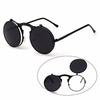 Men Women Vintage Steampunk Goggles Round Metal Flip Up Lens Sunglasses Eyewear