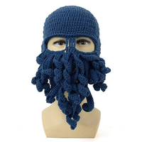 Men Women Winter Warm Octopus Squid Cap Knitted Crochet Wool Ski Face Mask Beanie Hat