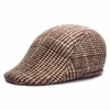 Men Women Woolen Thick Plaid Stripe Newsboy Beret Hat Duckbill Cowboy Golf Flat Cabbie Cap