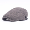 Men Woolen Cotton Stripe Beret Cap Belt Buckle Adjustable Paper Boy Cabbie Casual Hat