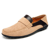 Men Woven Suede Splicing Doug Shoes Flat Slip On Casual Loafers