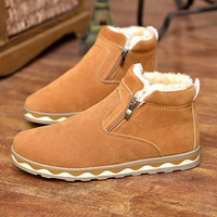 Men Zipper Decoration British Style Fur Lining Keep Warm High Top Boots