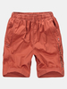 Mens 5 Colors Summer Elastic Waist Pockets Knee-length Loose Cotton Casual Shorts