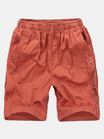 Mens 5 Colors Summer Elastic Waist Pockets Knee-length Loose Cotton Casual Shorts