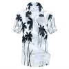 Mens Aloha Beach Quick Dry Coconut Tree Printing Loose Casual Dress Shirts