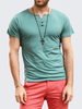Mens Base Essential T-shirts 2 Buttons Decoration Crew Neck Short Sleeve T-Shirts