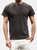 Mens Base Tshirts Single Button Decoration Solid Color Short Sleeved T Shirts