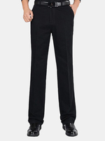 Mens Big Size Regular Fit Business Pants Solid Color Casual Straight Leg Trouser