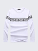 Mens Big Size Thick Printed T-shirts Loose Fit Round Neck Long Sleeve Top Tees