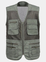 Mens Breathable Mesh Multifunctional Waistcoasts Quick Dry Outdoor Fishing Sleeveless Vests