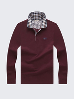 Mens Business Casual Tops Turndown Collar Thick Long Sleeve T-shirt
