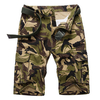 Mens Camo Printed Big Pockets Knee Length Cargo Pants Casual Cotton Beach Shorts