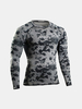 Mens Camo Traning Elastic Quick-drying Breathable Sports Fitness Tights Long Sleeve T-shirt