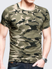Mens Camouflage Army Green Wicking Tees Tight Sports Fitness Training T-shirt