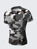 Mens Camouflage Black White Wicking Tees Tight Sports Fitness Training T-shirt