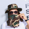 Mens Camouflage UV Protection Face Mask Fisherman Cap Outdoor Visor Bucket Hat