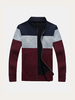 Mens Cardigan Warm Thick Thick Stitching Color Stand Collar Casual Cardigans Zipper Sweatercoat