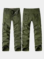 Mens Cargo Pants Multi-pocket Solid Color Loose Fit Outdoor Spring Fall Trouser