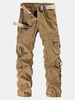 Mens Cargo Pants Multi-pocket Solid Color Regular Fit Outdoor Spring Fall Trouser
