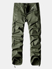 Mens Cargo Pants Multi-pocket Solid Color Straight Leg Outdoor Cotton Trouser