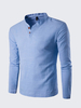 Mens Casual Linen V-neck Chinese Collar Long Sleeve T-shirt Fashion Solid Color Tops