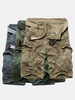 Mens Casual Loose Stripe Camo Cotton Multi-pockets Cargo Short Pants