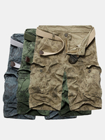 Mens Casual Loose Stripe Camo Cotton Multi-pockets Cargo Short Pants