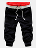 Mens Casual Running Drawstring Overknee Slim Fit Sports Cotton Capris Sports Pants