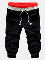 Mens Casual Running Drawstring Overknee Slim Fit Sports Cotton Capris Sports Pants