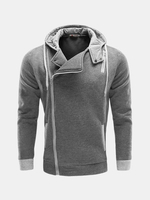 Mens Casual Side Zipper Sweatshirts Solid Color Outdoor Sports Cotton Hoodies