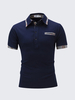 Mens Casual Solid Color Fake Front Pocket Polo Shirt Short Sleeve Spring Summer Tops