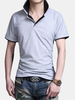 Mens Color Splicing Turn Down Collar Solid Color Slim Fit Casual Short Sleeved Polo Shirts