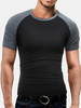 Mens Cotton Short Sleeve T-shirts O-neck Hit Color Tops