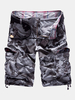 Mens Cotton Shorts Casual Camo Multi Pockets Loose Cargo Shorts