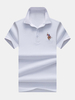 Mens Cotton Solid Color Turn-down Collar Short Sleeve Casual Business Polo Shirt