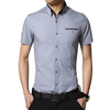 Mens Cotton Solid Color TurnDown Collar Short Sleeved Business Dress Shirts