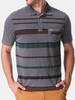 Mens Cotton Stripe Printed Front Pocket Turn-down Collar Short Sleeve Polo Shirt