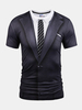 Mens Creative 3D Printed Fake Two Pieces O-neck Short Sleeve Casual T-shirt