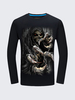 Mens Creative 3D Skeleton Chains Printing Cotton O-Neck Long Sleeve Plus Size T-Shirt