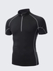 Mens Elastic Stand Collar Quick Dry Short Sleeve Sports Cycling T-shirts