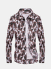 Mens Fall Floral Printing Turndown Collar Long Sleeve Slim Fit Casual Shirts
