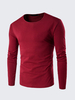 Mens Fall Long Sleeves T-shirt Fashion Round Neck Solid Color Casual Top Tee