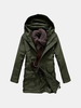 Mens Fall Winter Casual Thick Hooded Trench Coat Slim Fit Cotton Overcoat