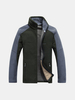 Mens Fall Winter Coat Thick Fleece Stand Collar Splice Warm Casual Jacket