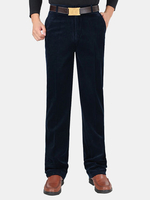 Mens Fall Winter Corduroy Straight-leg High Waist Large Size Pants