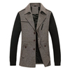 Mens Fall Winter Fashion knitted Patchwork Turndown Collar Casual Jacket Coat