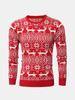 Mens Fall Winter Pullover Deer Snowflake Knitted Pattern O-Neck Slim Fit Casual Sweater