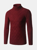 Mens Fall Winter Pullover Solid Color High Collar Slim Fit Knitted Sweater
