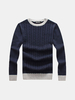 Mens Fall Winter Pullover Solid Color O-Neck Slim Fit Knitted Sweater
